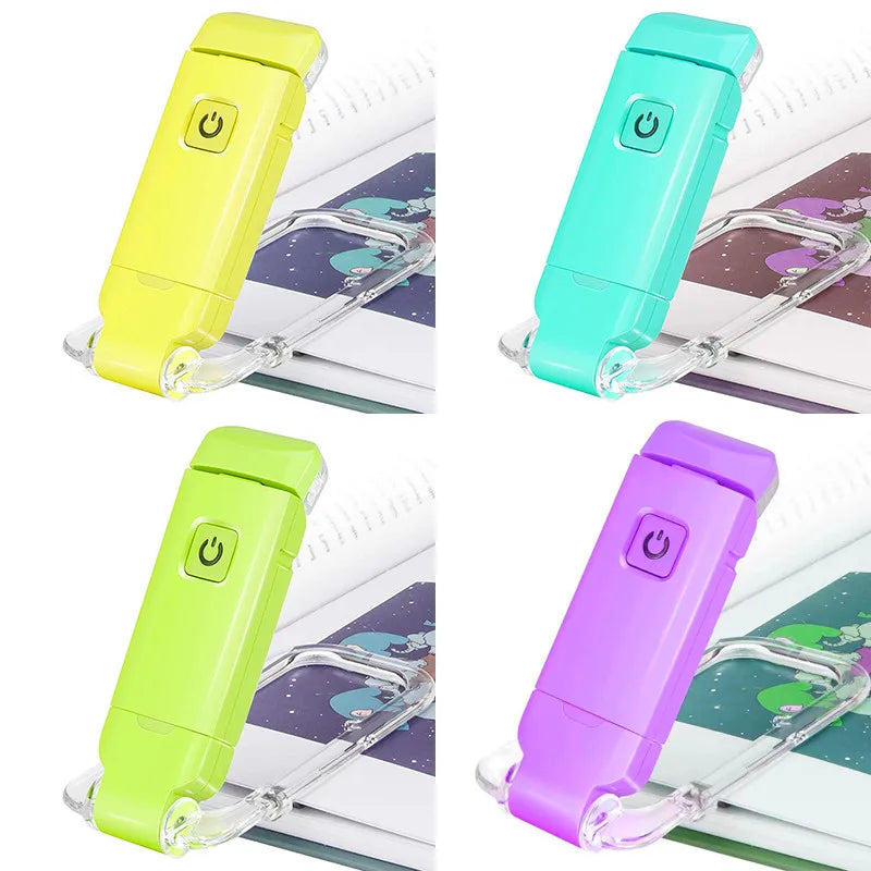Reading Book Light Portable USB Rechargeable Book Clip Light Bookmark Light Tri Color Warm Eye Protection Adjustable Light
