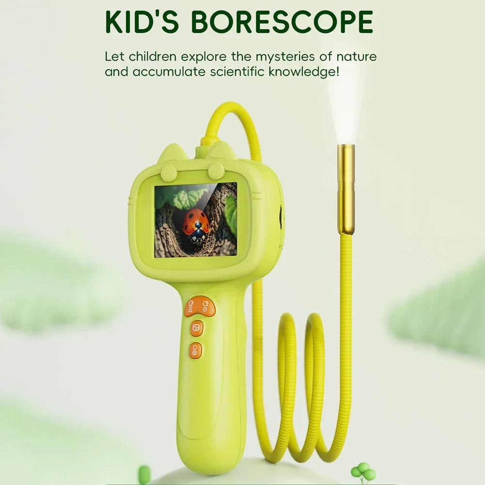 Kid Endoscope Camera 2.4-Inch Display 1080P HD Probe with LED Kids Exploration Endoscope Tool for Indoor/Outdoor Children'S Gift